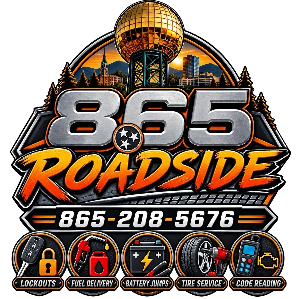 Official 865 Roadside logo featuring the Knoxville Sunsphere and roadside services